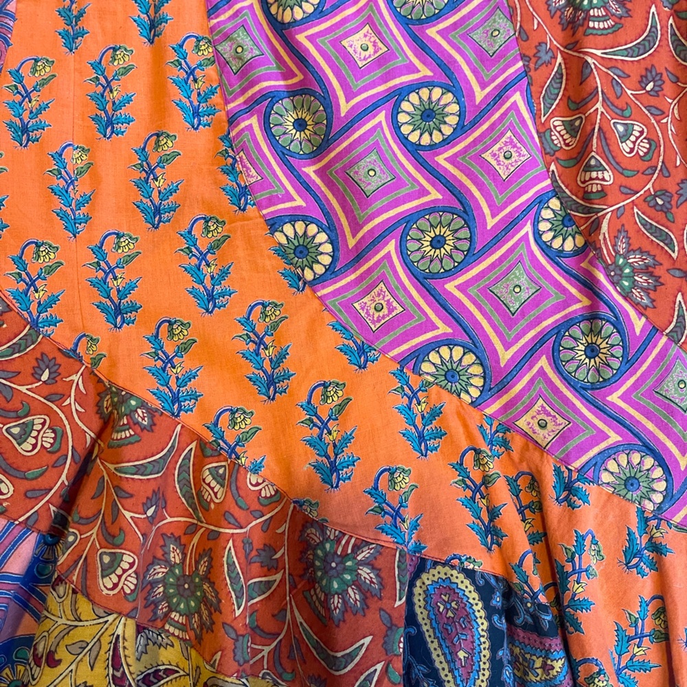 Boho Multi-Coloured Patchwork Peplum Top With 3/4… - image 4